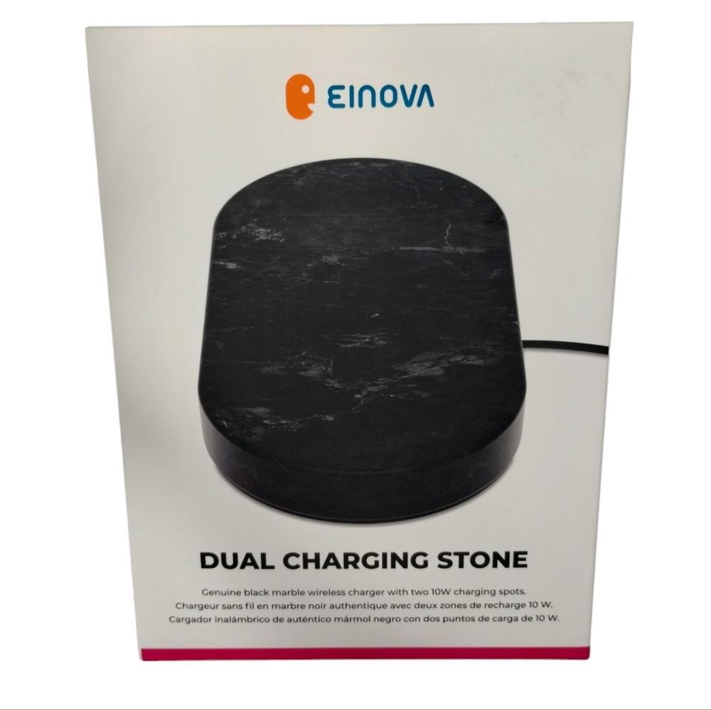 Einova Black Marble Stone 10W Dual Wireless Charging Pad for Qi Devices NEW  